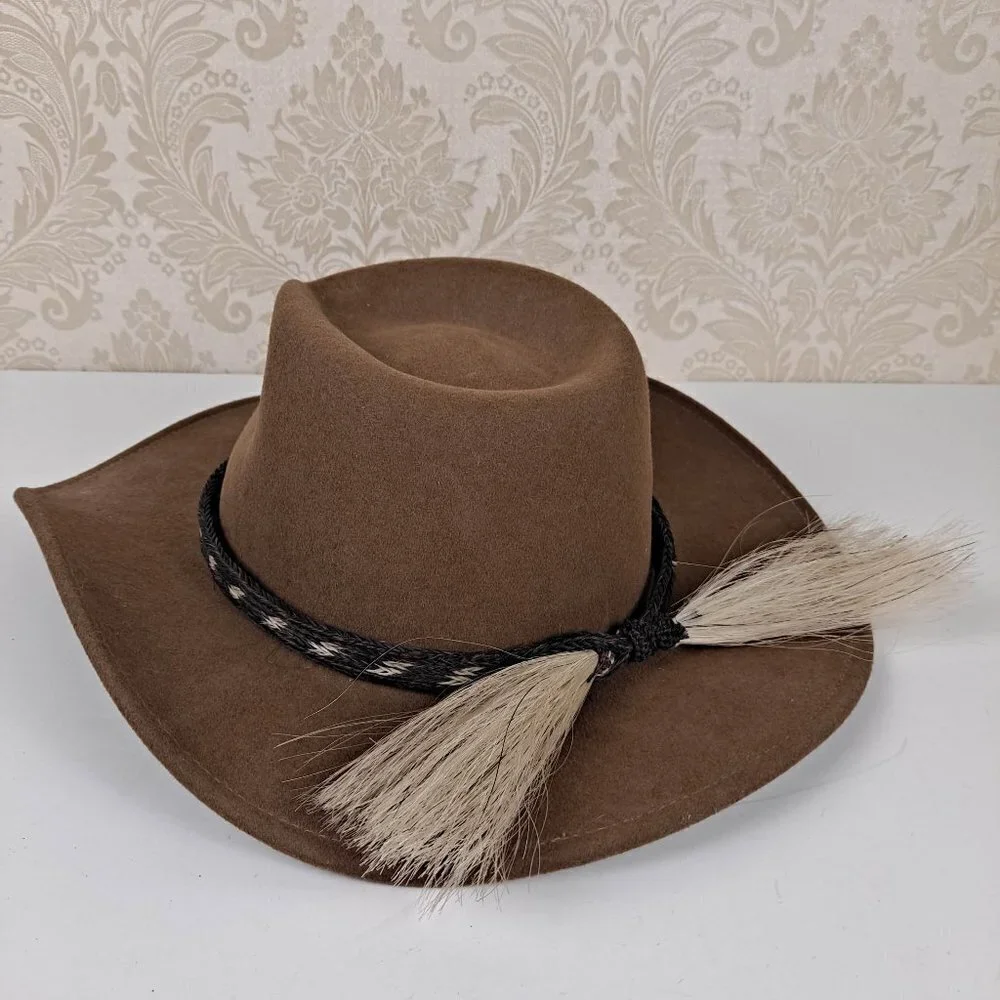 Bailey Switchback Size Medium Brown 100% Wool Felt Hat Woven Hatband Horsehair